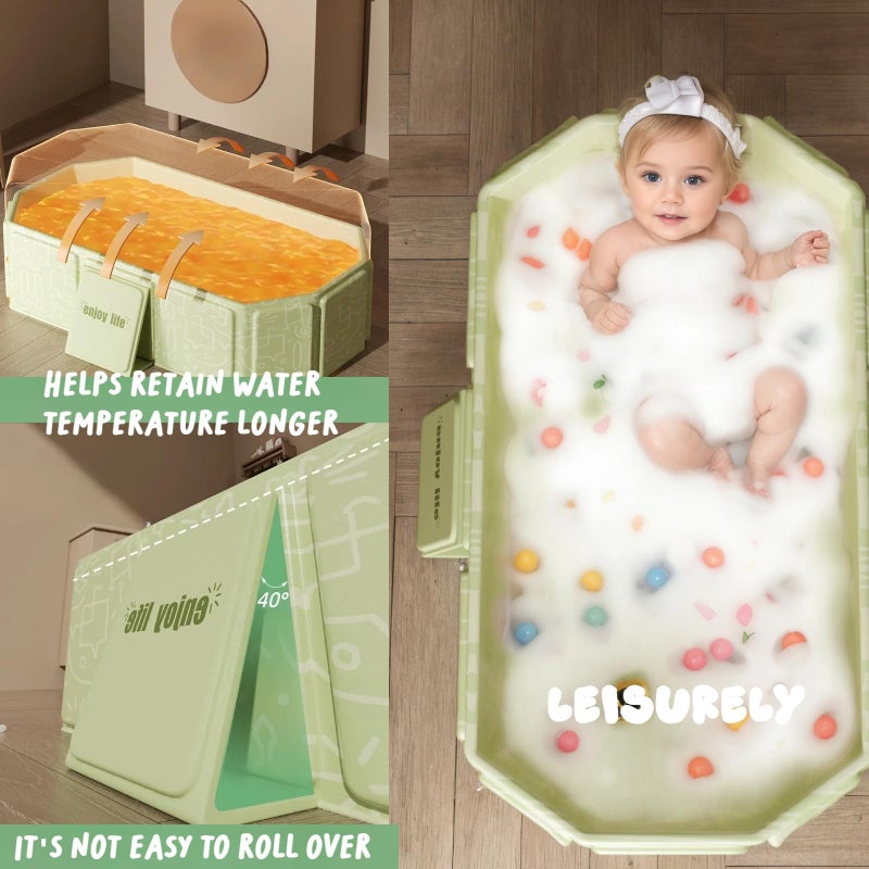 Augonla Collapsible Bathing Basin 29.5Ã—17.7Ã—9.8 in, Foldable Portable Tub with Drain Plug, Compact Storage Basin for Toddlers and Pets, Suitable for Outdoor, Travel or Balcony Use - Image 5