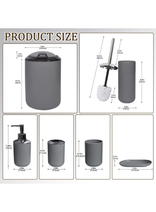 NANAO مجموعة ملحقات الحمام 6 قطع تشمل موزع الصابون، حامل فرشاة الأسنان، كوب فرشاة الأسنان، طبق الصابون لتزيين السطح وهدية تدفئة منزل، أسود، كبير - Image 2