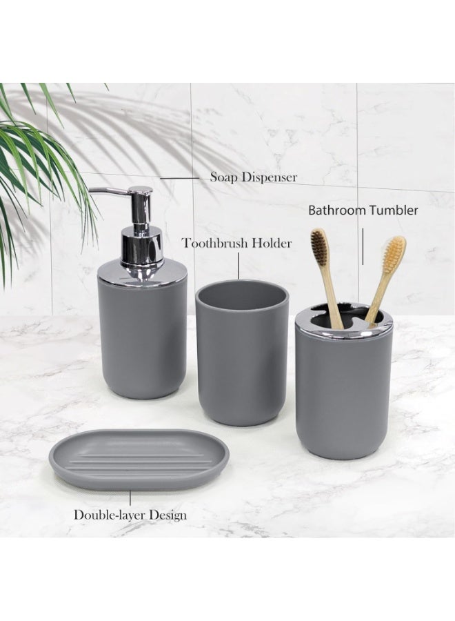 NANAO مجموعة ملحقات الحمام 6 قطع تشمل موزع الصابون، حامل فرشاة الأسنان، كوب فرشاة الأسنان، طبق الصابون لتزيين السطح وهدية تدفئة منزل، أسود، كبير - Image 3