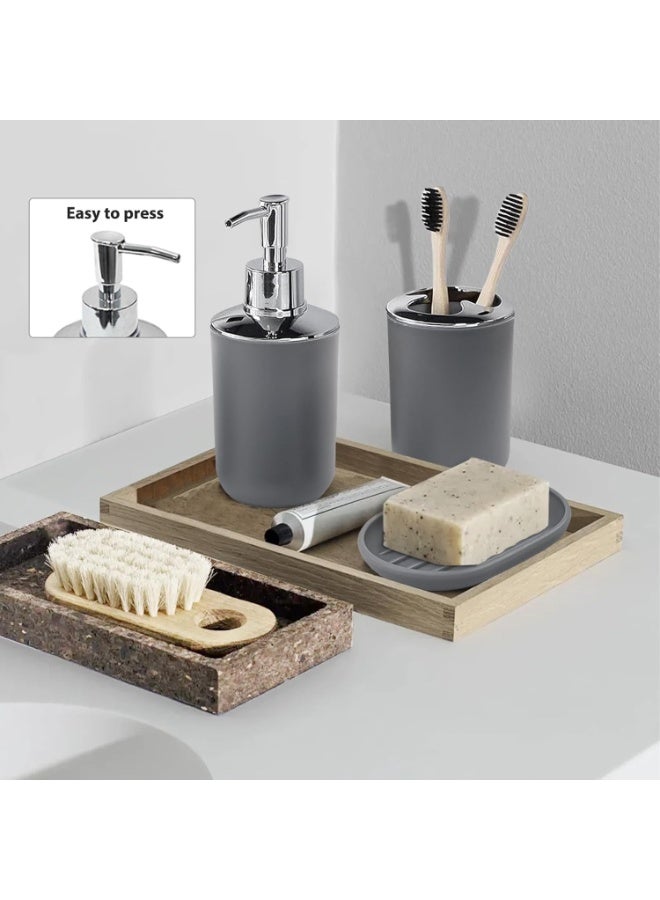 NANAO مجموعة ملحقات الحمام 6 قطع تشمل موزع الصابون، حامل فرشاة الأسنان، كوب فرشاة الأسنان، طبق الصابون لتزيين السطح وهدية تدفئة منزل، أسود، كبير - Image 4