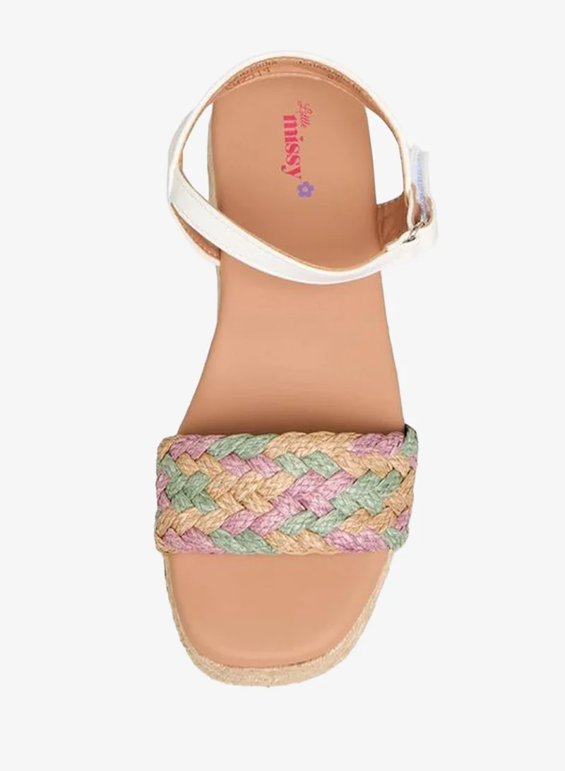 Little Missy WHITE Girls Hook and Loop Strap Sandals for Women | Best Price UAE
