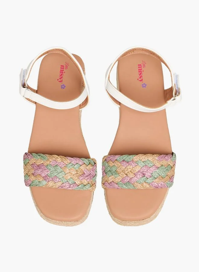 ليتل ميسي Girls Hook and Loop Strap Sandals
