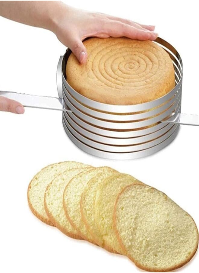 Cozy Cozy 6 Layers Cake Cutter Slicer Adjustable Stainless Steel Round Bread Cake Cutter Mousse Ring Mould Cake Decorating Tools Round Cookie Biscuit Pastry Donut Doughnut Set Baking Metal 