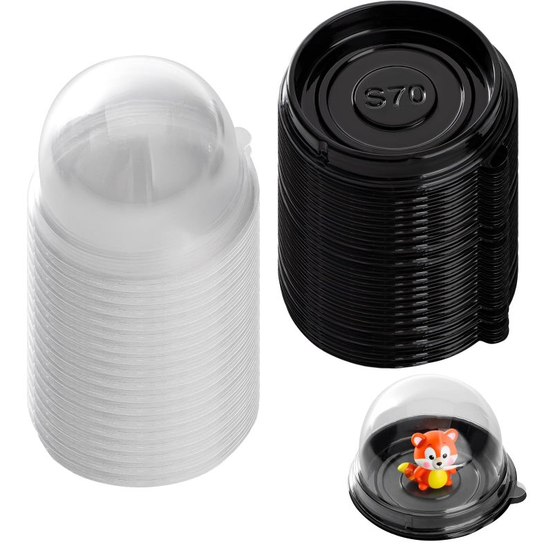 Dukrouk 50 Pack Desk Pet ContainersIndividual Desk Pet Domes For HabitatPlastic with LidsDustproof and WaterproofBlack - Image 2