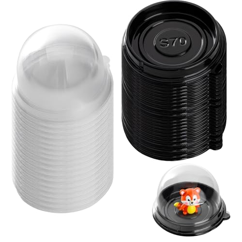 Dukrouk 50 Pack Desk Pet ContainersIndividual Desk Pet Domes For HabitatPlastic with LidsDustproof and WaterproofBlack - Image 1