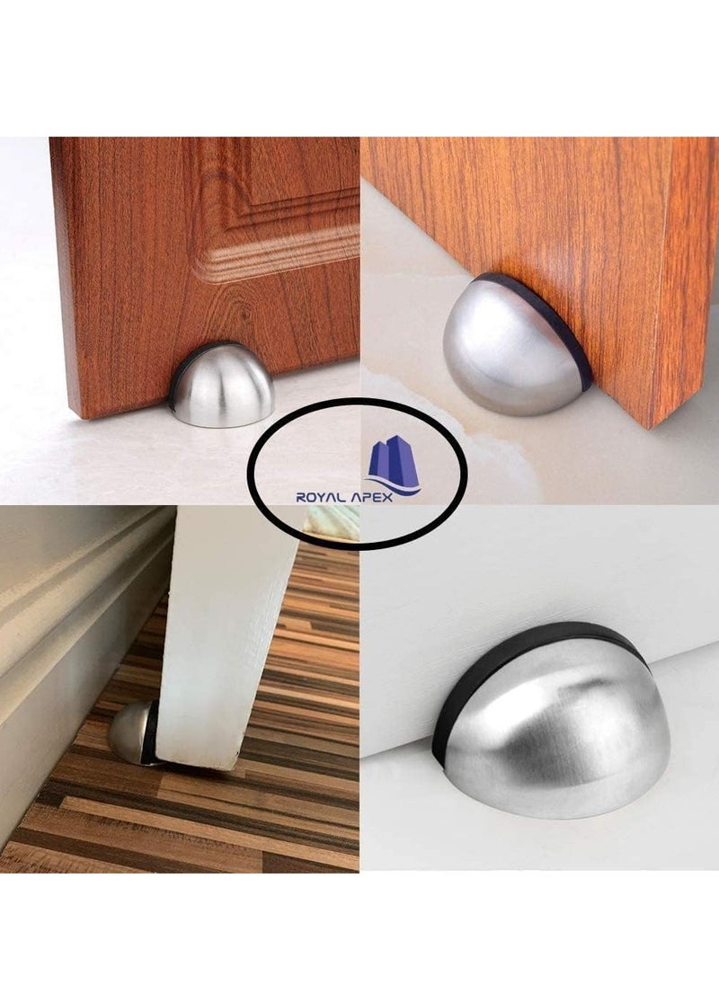 HASANAT ESSENTIALS Stainless Stee Half Round Door Stopper with Rubber Bumper Door Retainer (Pack of 1)  - Image 2