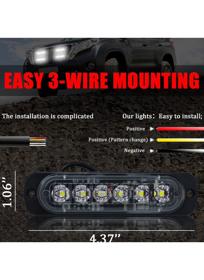 XTAUTO XTAUTO 6LED Car Truck Emergency Beacon Warning Hazard Flash Strobe Light White/White 4-pack  - Image 5