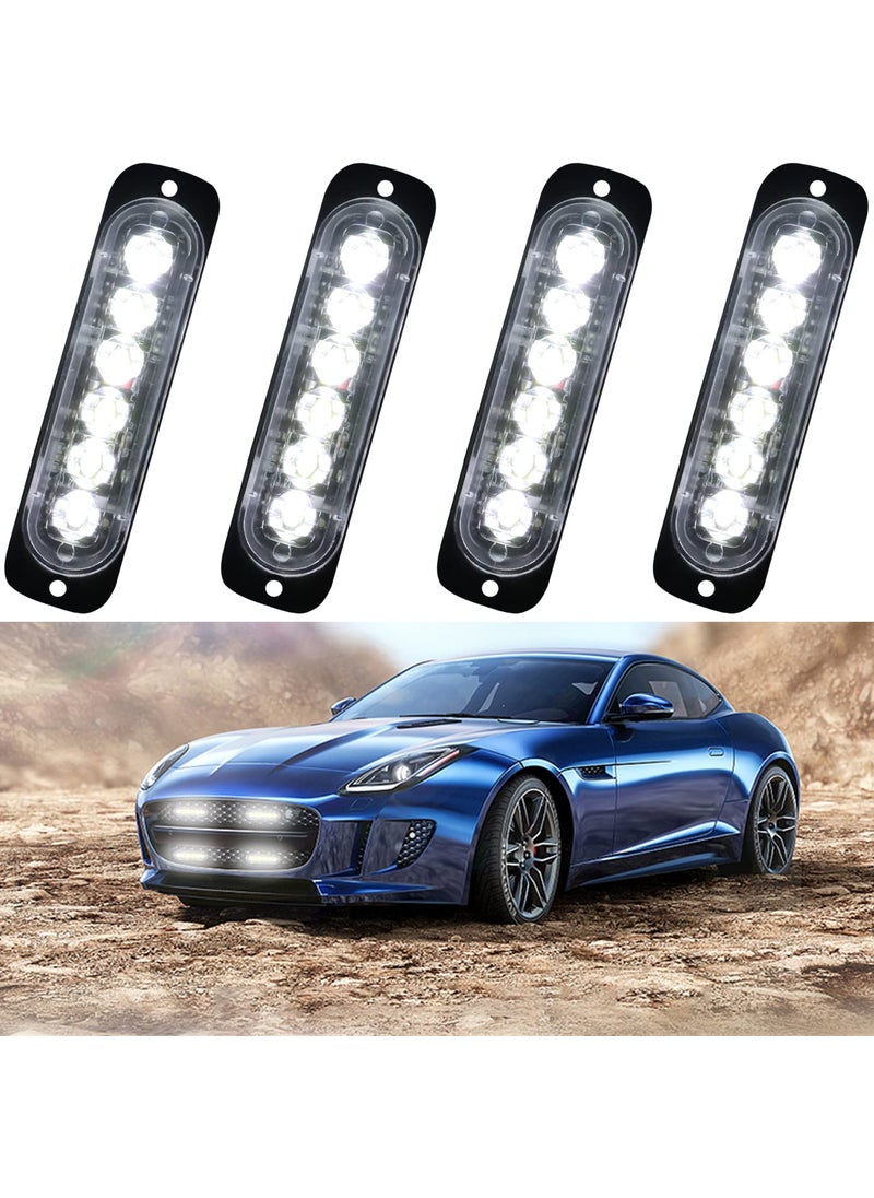 XTAUTO XTAUTO 6LED Car Truck Emergency Beacon Warning Hazard Flash Strobe Light White/White 4-pack  - Image 1