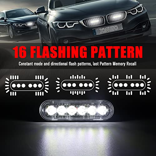 XTAUTO 6LED Car Truck Emergency Beacon Warning Hazard Flash Strobe Light White/White 4-pack - Image 2