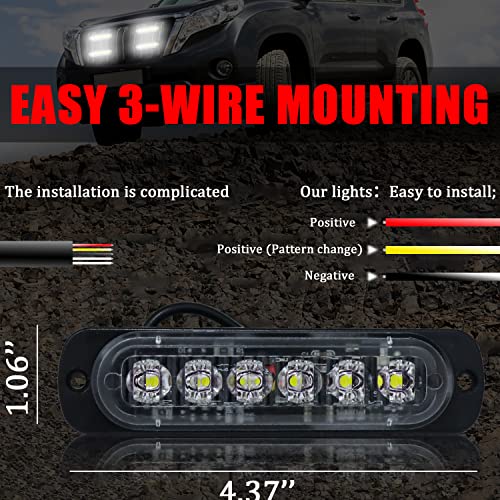 XTAUTO 6LED Car Truck Emergency Beacon Warning Hazard Flash Strobe Light White/White 4-pack - Image 5