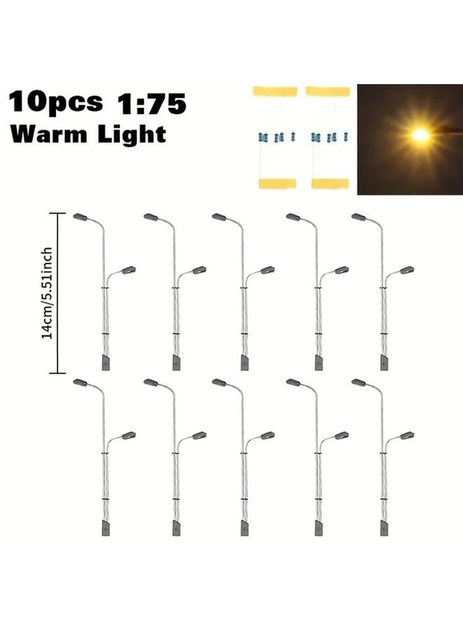 10Pcs 1 150 Scale Model Railway White Light LED Street Lamps HO OO Train Layout - Image 2