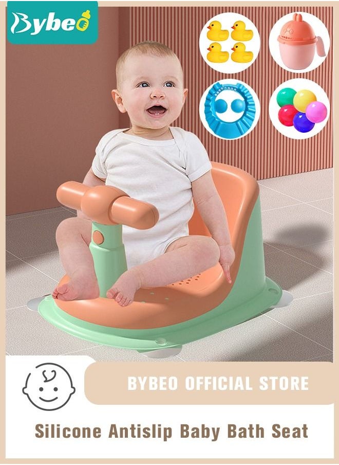 Baby Bath Seat With Shower Gift Set, Infants Bathtub Seats, Sit up Shower's Chair for Babies 6 Months & Up, Non-Slip Soft Mat, Secure Suction Cups