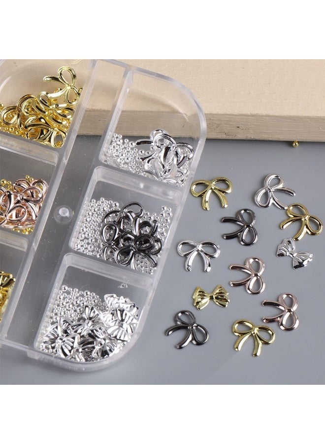 Metal Bow Charms for Nail Art, 3D Bowknot Nail Charms, Y2K Style Gold and Silver Charms for Nail Design, Nail Gems and Charms, as well as Ribbon Bowknot Charms for Nail Supplies – these are practical and stylish nail accessories suitable for enriching various nail art creations. - Image 4