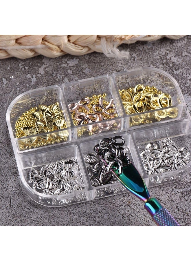 Metal Bow Charms for Nail Art, 3D Bowknot Nail Charms, Y2K Style Gold and Silver Charms for Nail Design, Nail Gems and Charms, as well as Ribbon Bowknot Charms for Nail Supplies – these are practical and stylish nail accessories suitable for enriching various nail art creations. - Image 5