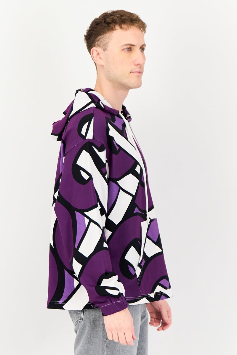 Selected Homme Men Hooded Allover Print Long Sleeve Hoodie, Multicolor - Image 3