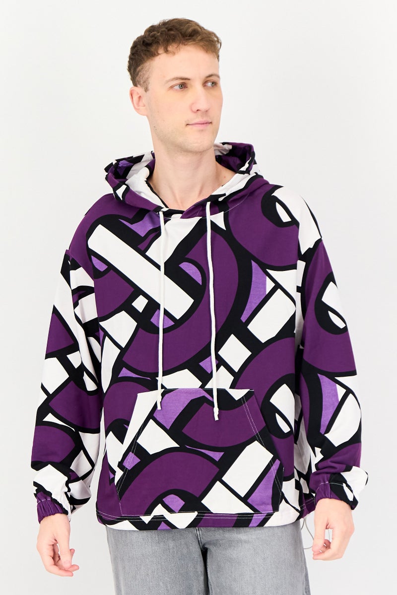 Selected Homme Men Hooded Allover Print Long Sleeve Hoodie, Multicolor - Image 1