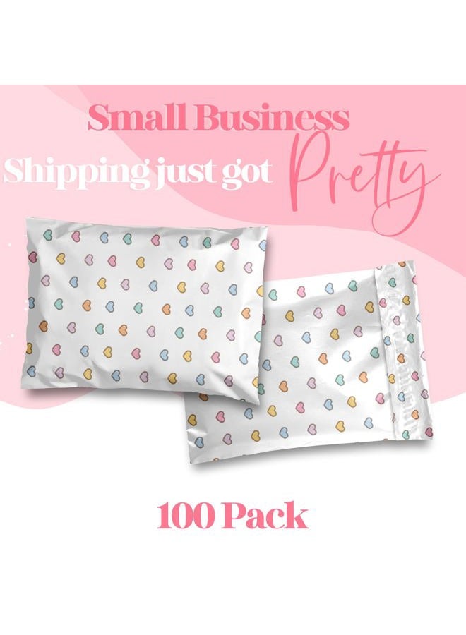 Pretty Package Store 10x13 Designer Poly Mailer 100 Pack Heavy Duty Waterproof Self Seal Shipping Bags for Small Business Large Mailing Envelopes Bulk Tear Resistant Packaging Preppy Hearts - Image 2