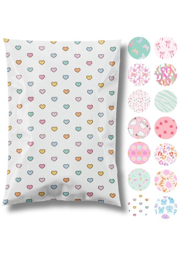 Pretty Package Store 10x13 Designer Poly Mailer 100 Pack Heavy Duty Waterproof Self Seal Shipping Bags for Small Business Large Mailing Envelopes Bulk Tear Resistant Packaging Preppy Hearts - Image 1