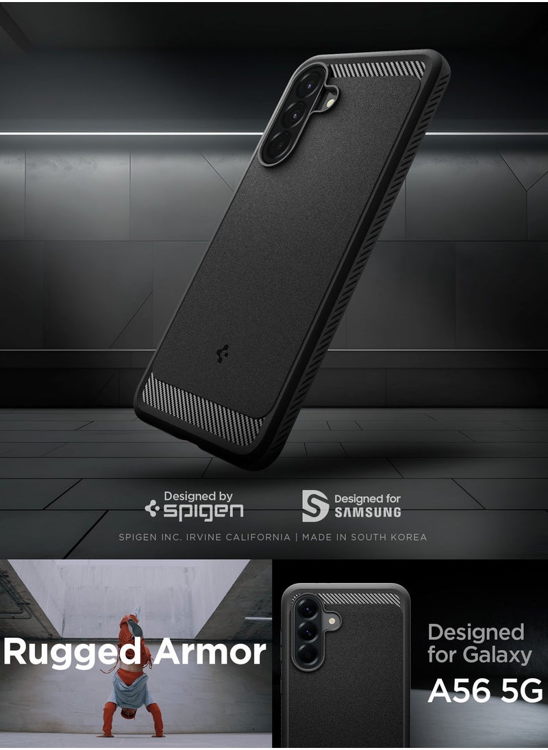 Spigen Rugged Armor for Samsung Galaxy A56 5G Case Cover with Carbon Fiber Textures (2025) - Matte Black  - Image 2