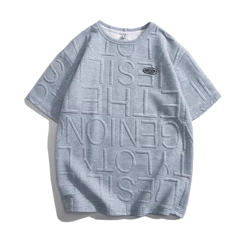 Mens Casual Summer Cool Outfit Set gray top 