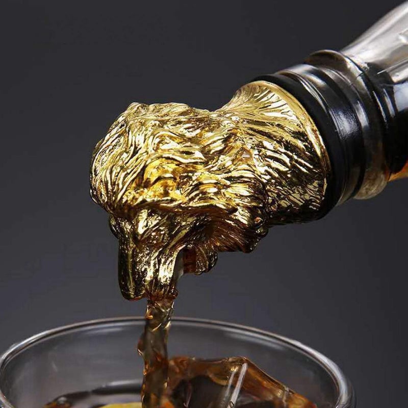 klarakoRetro Wine Aerators Pourer Animal Head Wine Stopper Decanter Bottle Pourer Drinks Home Kitchen Night Club Accessories lion - Image 3