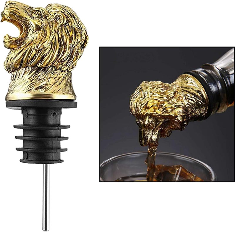 klarakoRetro Wine Aerators Pourer Animal Head Wine Stopper Decanter Bottle Pourer Drinks Home Kitchen Night Club Accessories lion - Image 4