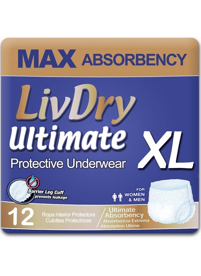 LIVDRY Ultimate XL Adult Incontinence Underwear, High Absorbency, Leak Cuff Protection, X-Large, 12-Pack  - Image 1
