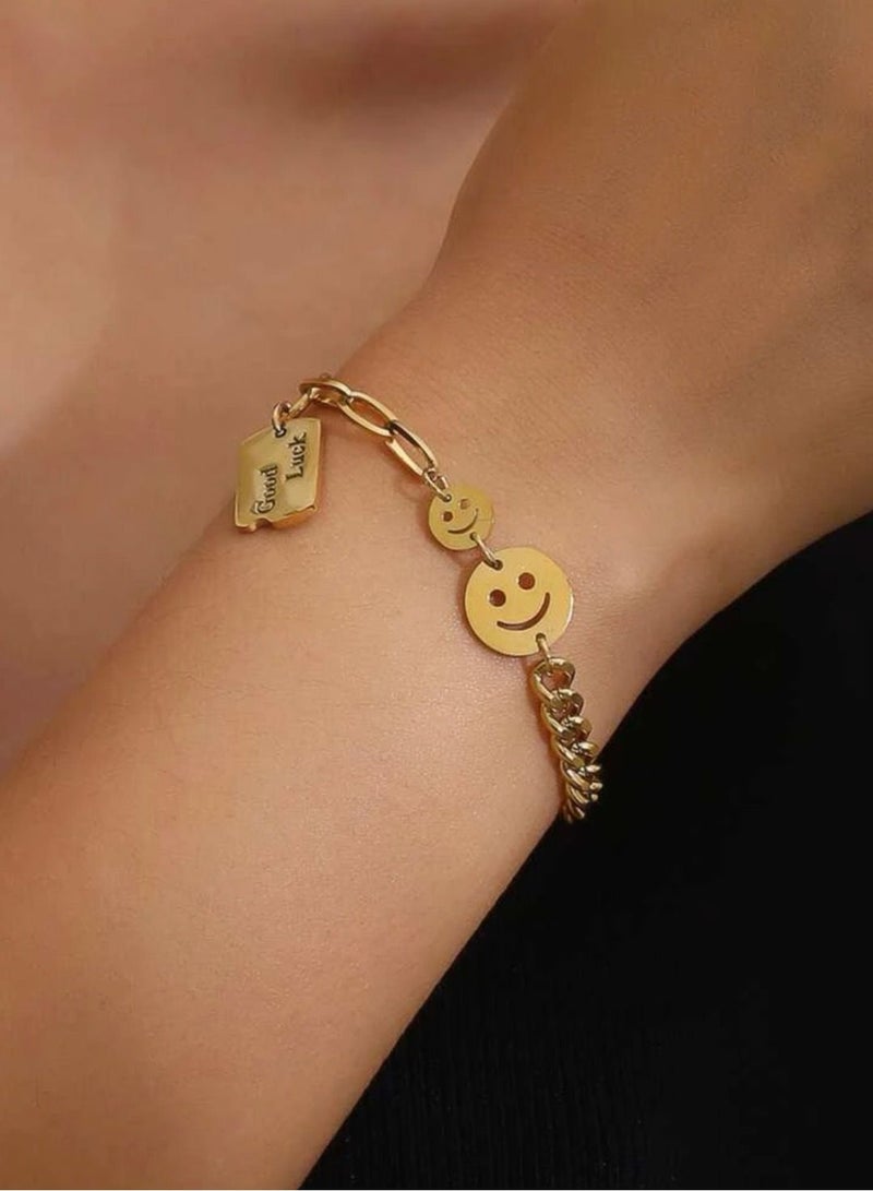 نون-شى اسوارة نسائية مطلية باللون الذهبي عيار 18 - Image 1