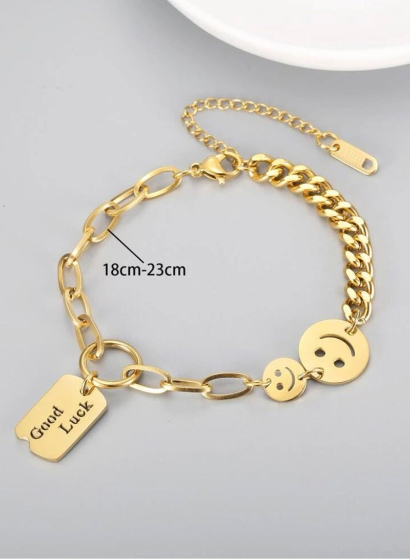 نون-شى اسوارة نسائية مطلية باللون الذهبي عيار 18 - Image 4