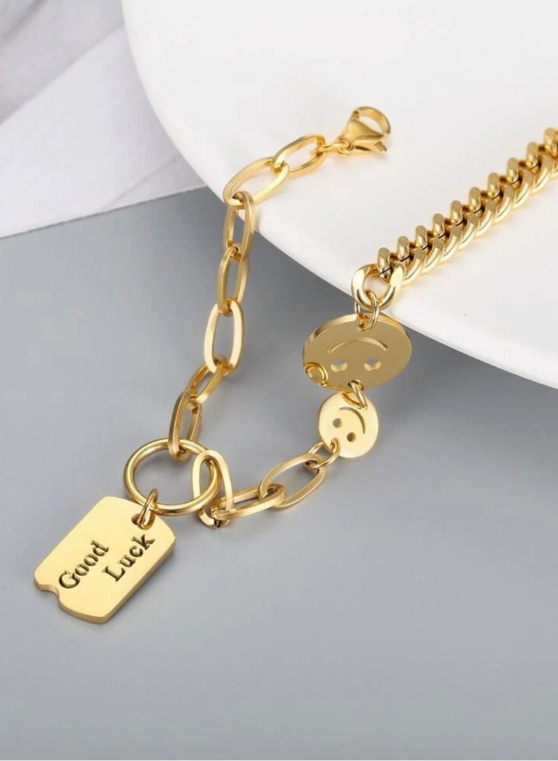 نون-شى اسوارة نسائية مطلية باللون الذهبي عيار 18 - Image 3