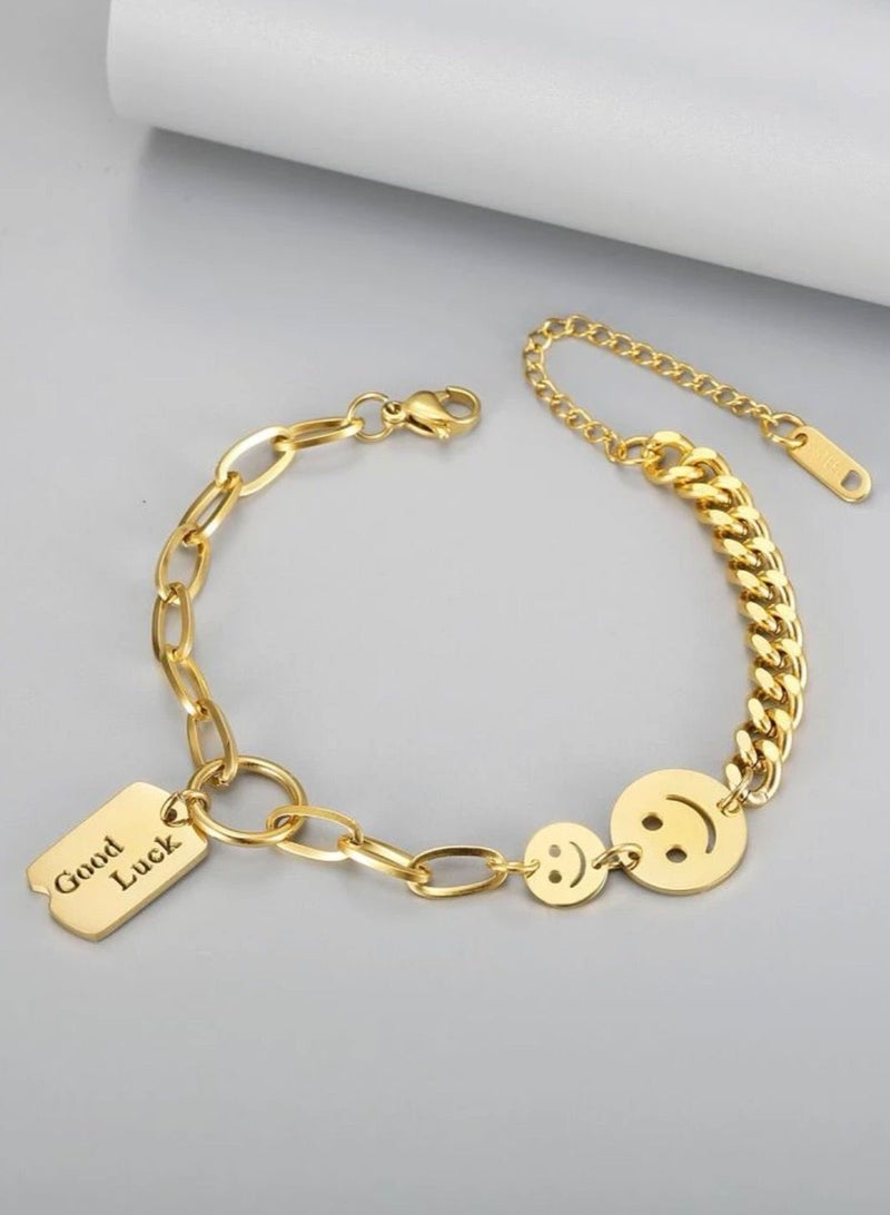 نون-شى اسوارة نسائية مطلية باللون الذهبي عيار 18 - Image 2