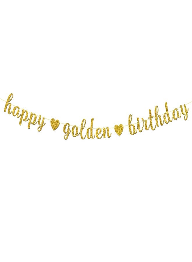 Maicaiffe Happy Golden Birthday Banner - Golden Birthday Party Decor - Happy Bday Party Decorations, Gold Glitter - Image 1