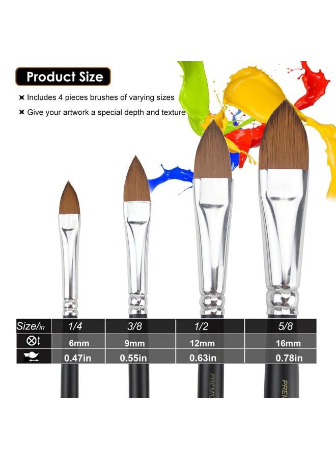 GACDR Cat Tongue Watercolor Brushes Set - 4 PCS Oval Wash Paint Brushes for Acrylic Painting, Water Color Brushes for Adult Floral Petal Artist Paintbrushes - Image 2