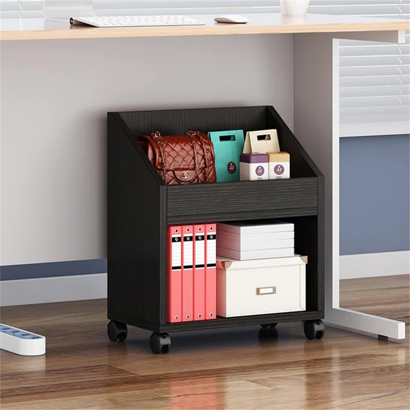 UniShop Bookshelf 2 Layer Storage Rack with Wheels Storage Cabinet Under The Table Filing Cabinet Brown 1574 L x 944 W x 2165 H