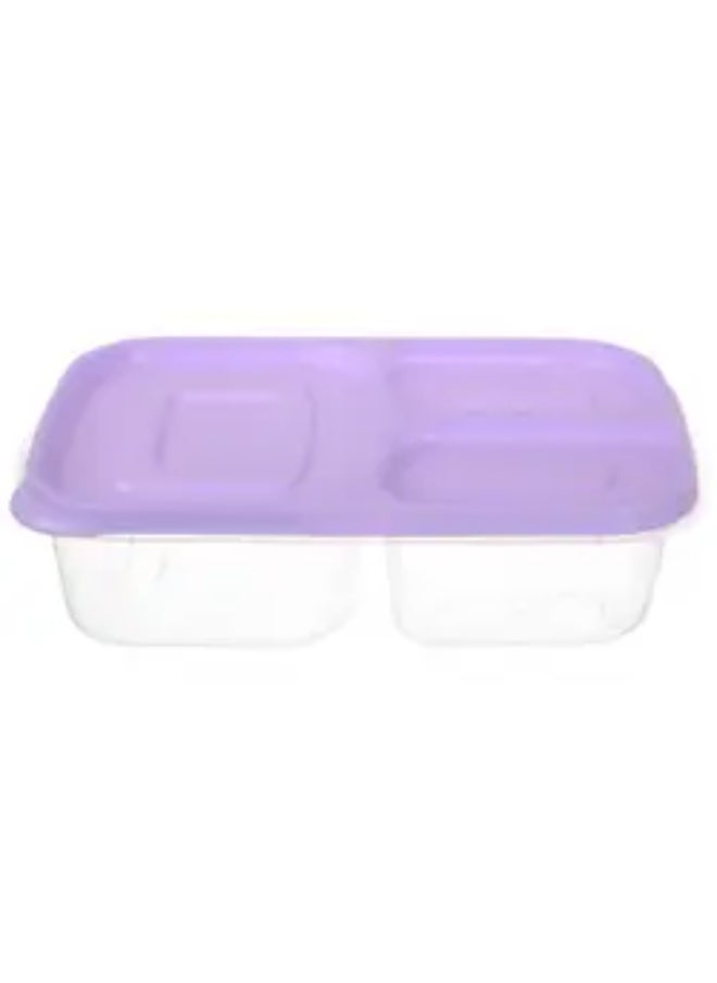 High-quality plastic rectangular lunch box - 2.2 liters - Code 1385 - Transparent with different color lid - Multi-color