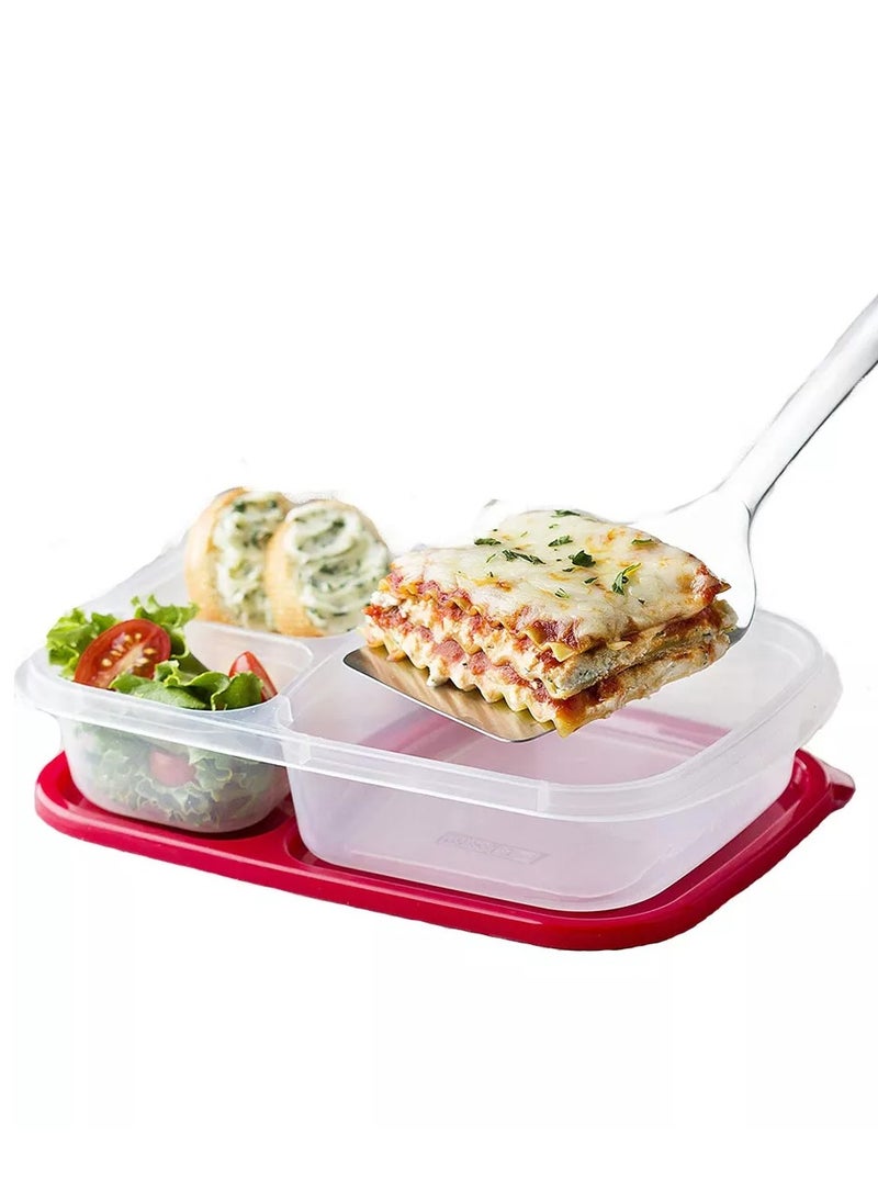 High-quality plastic rectangular lunch box - 2.2 liters - Code 1385 - Transparent with different color lid - Multi-color