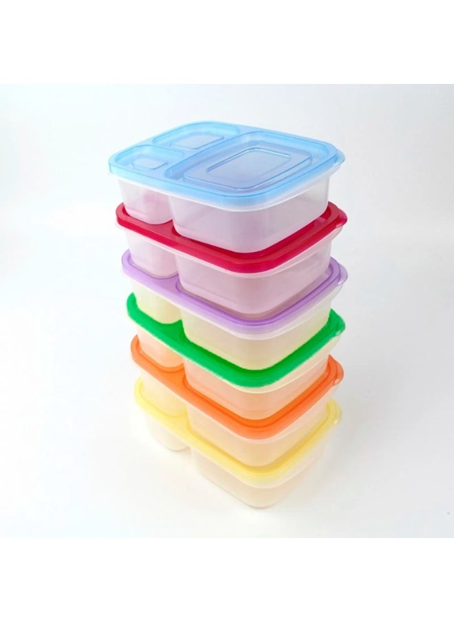 High-quality plastic rectangular lunch box - 2.2 liters - Code 1385 - Transparent with different color lid - Multi-color