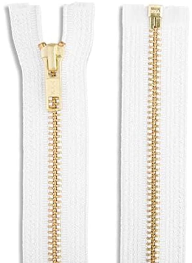 26 inch Metal Zipper White 26” Gold Brass Metal Zippers Heavy Duty Zippers Separating Sewing Zipper Craft Zippers - Image 4