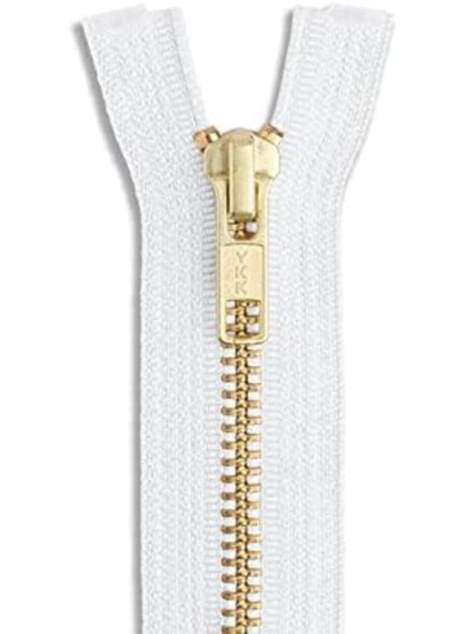 26 inch Metal Zipper White 26” Gold Brass Metal Zippers Heavy Duty Zippers Separating Sewing Zipper Craft Zippers - Image 1