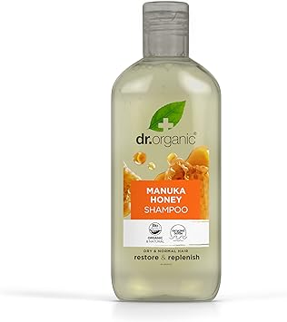 dr.organic مجموعة شامبو وبلسم دكتور أورجانيك بالعسل مانuka مع حقيبة سفر لاستعادة الشعر الجاف نباتي طبيعي خالي من القسوة خالي من البارابين وخالي من SLS قابل لإعادة التدوير مصنوع من بلاستيك محيطي معاد تدويره 265 مل - Image 2