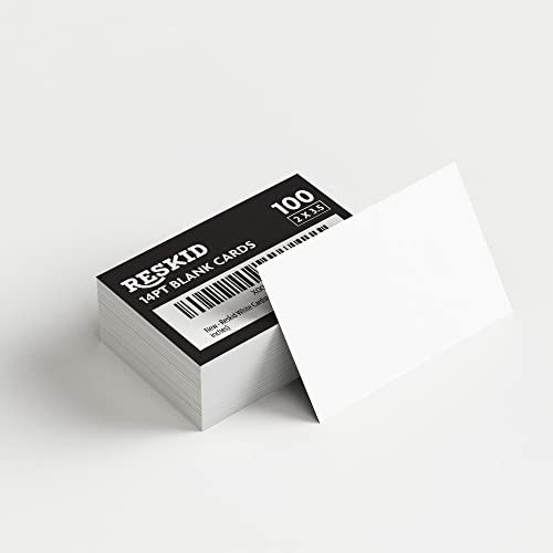 Reskid White Cardstock Thick Paper - Blank Heavy Weight 110 lb Cover Card Stock - 100 Pack (2x3.5, Inches) - Image 1