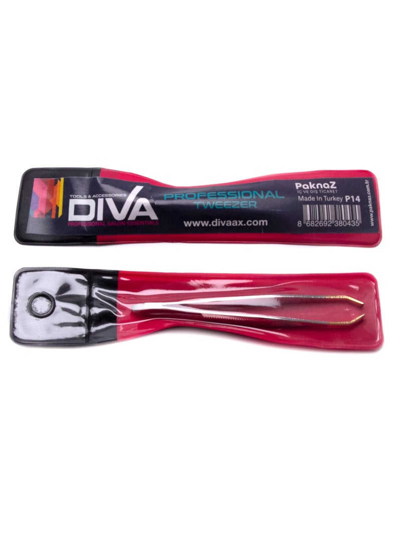 Diva Stainless Steel Tweezer P14 - Precision Grooming Tool for Flawless Eyebrow Shaping and Hair Removal