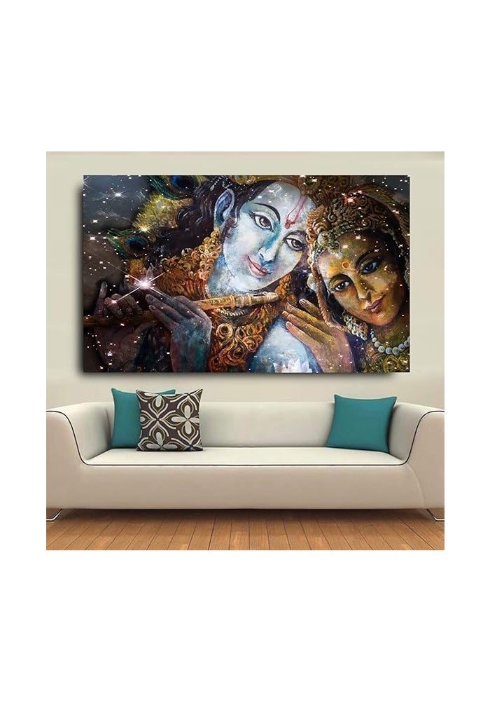 ARS Framed Canvas Large Size Krishna And Radha Buddha HD Canvas Oil Paintings Wall Art Pictures Frame (70x105 cm) Artwork for Living Room, Bedroom, Bathroom, Gift, Home Decoration - Image 2
