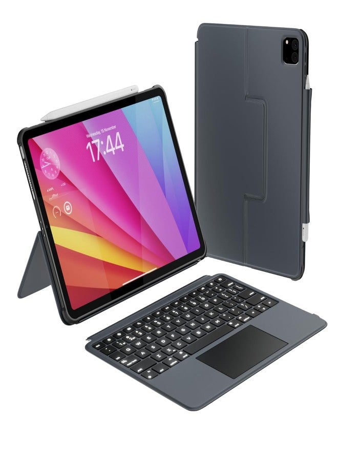 Macally iPad Pro 11 Inch Case with Keyboard and Track Pad (2024 Gen 7) - iPad Pro 11 Inch M4 Case with Keyboard Backlit, Multi Angle View, Apple Pencil Holder - Image 1