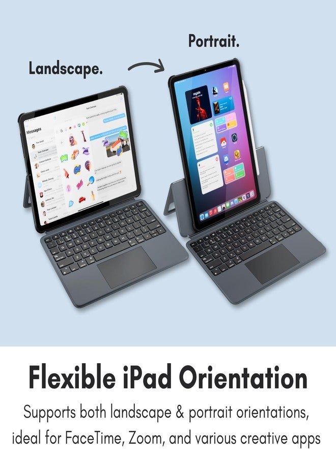 Macally iPad Pro 11 Inch Case with Keyboard and Track Pad (2024 Gen 7) - iPad Pro 11 Inch M4 Case with Keyboard Backlit, Multi Angle View, Apple Pencil Holder - Image 4