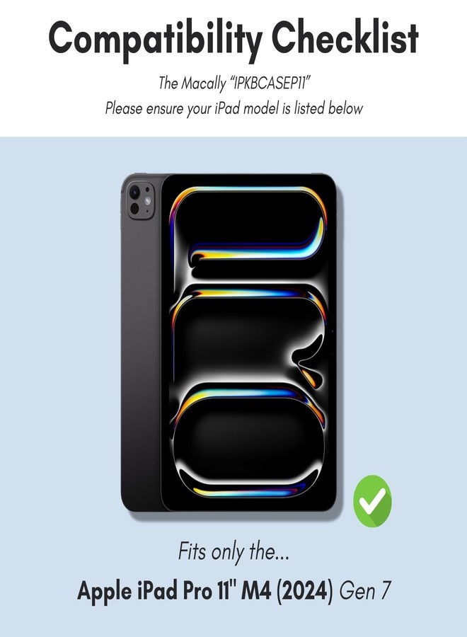 Macally iPad Pro 11 Inch Case with Keyboard and Track Pad (2024 Gen 7) - iPad Pro 11 Inch M4 Case with Keyboard Backlit, Multi Angle View, Apple Pencil Holder - Image 2