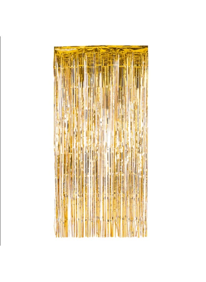 Gold Fringe Curtain - XtraLarge 3.2x8 Feet, Pack of 1 | Gold Backdrop for Bachelorette Party Decor, Graduation Decorations 2025 | Fringe Backdrop for Birthday Decorations