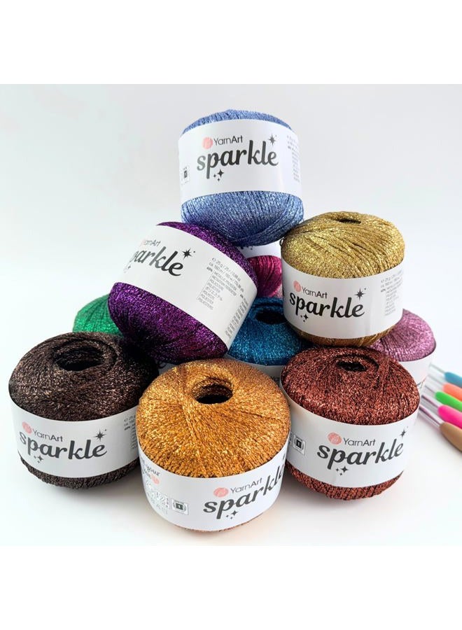 Yarn art بريق - جليتر معدني، خفيف الوزن للتريكو والكروشيه، أميغورومي، كارديجان، شالات، صناعة الحقائب، حرف ناعمة (1318) - Image 5