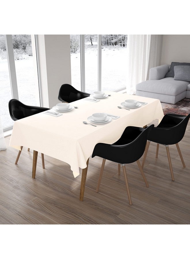 Encasa XO مفرش طاولة مستطيل من بوليستر حريري من إنكاسا هومز بطول 56"X91" لطاولة طعام تتسع من 6 إلى 8 أشخاص، للمهرجانات، الحفلات الداخلية والخارجية والاستخدام اليومي، بوليستر حريري، قابل للغسل - كريمي - Image 2