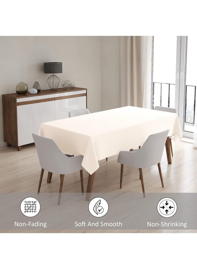 Encasa XO مفرش طاولة مستطيل من بوليستر حريري من إنكاسا هومز بطول 56"X91" لطاولة طعام تتسع من 6 إلى 8 أشخاص، للمهرجانات، الحفلات الداخلية والخارجية والاستخدام اليومي، بوليستر حريري، قابل للغسل - كريمي - Image 3